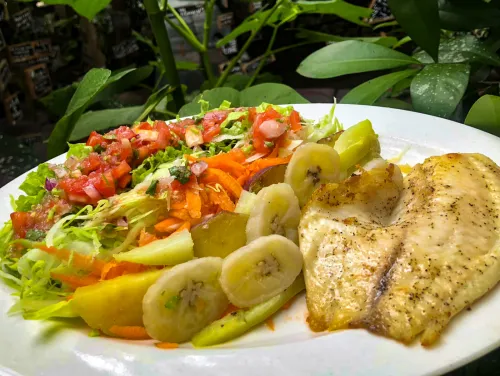 Soda Rodriguez traditional Costa Rican Casado meal in La Fortuna